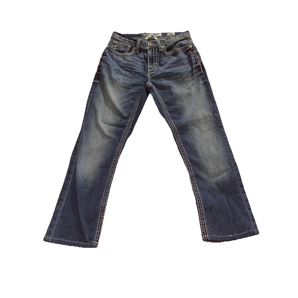 BKE Buckle Alec Jeans Mens 31L (31x29) Straight Leg Stretch DISTRESSED